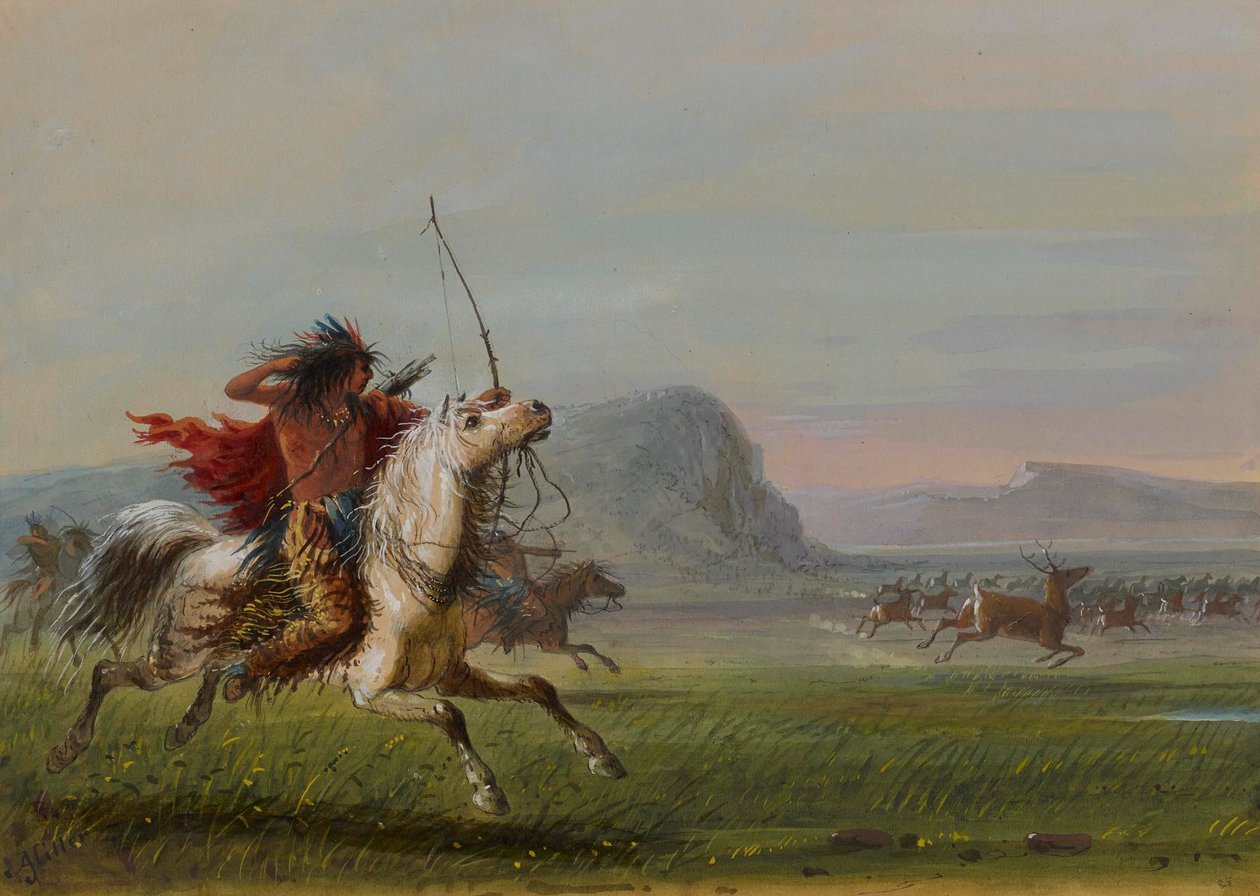 Jacht op elanden door Alfred Jacob Miller