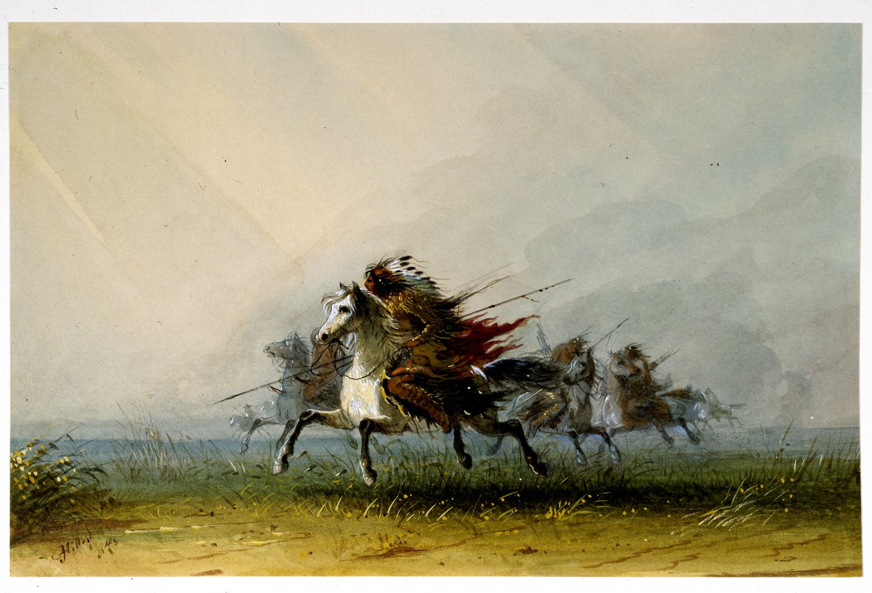 Indianen op oorlogspad door Alfred Jacob Miller