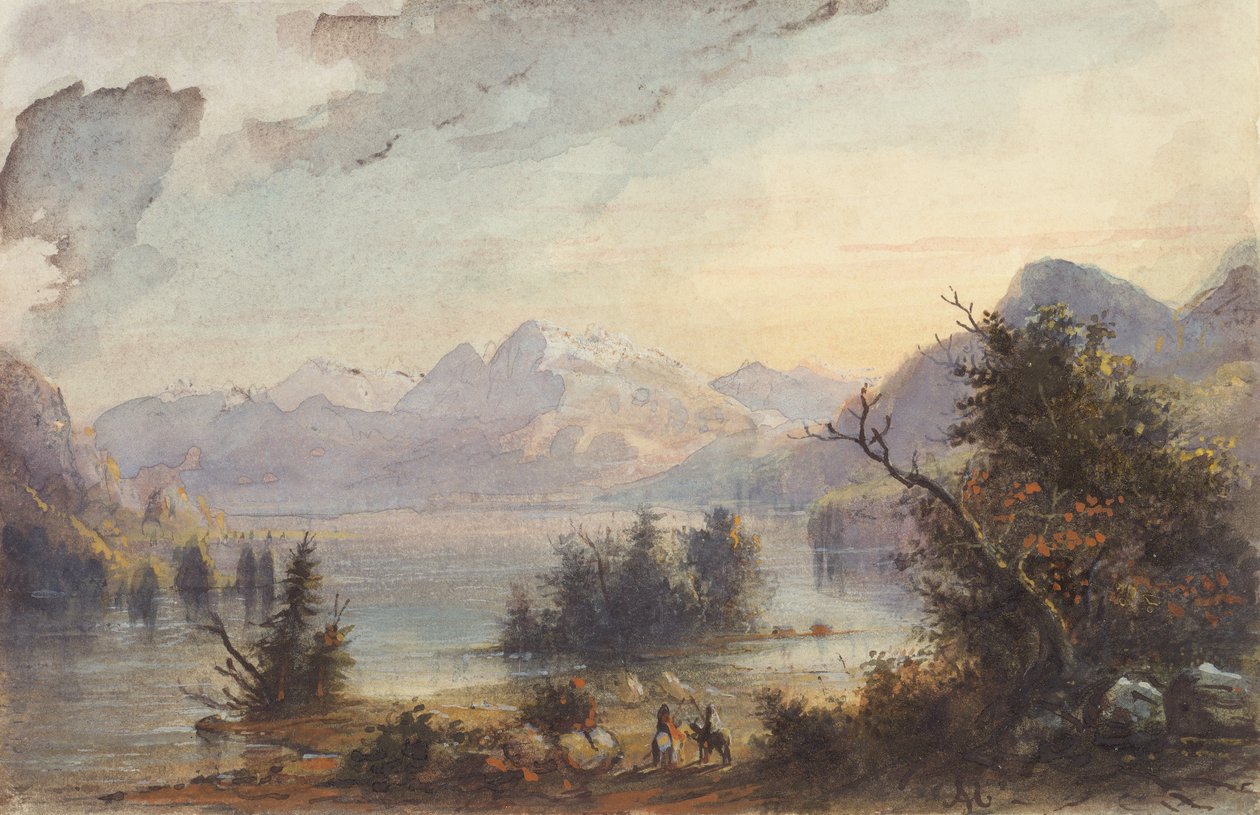 Meerscène, Rocky Mountains, c.1837 door Alfred Jacob Miller
