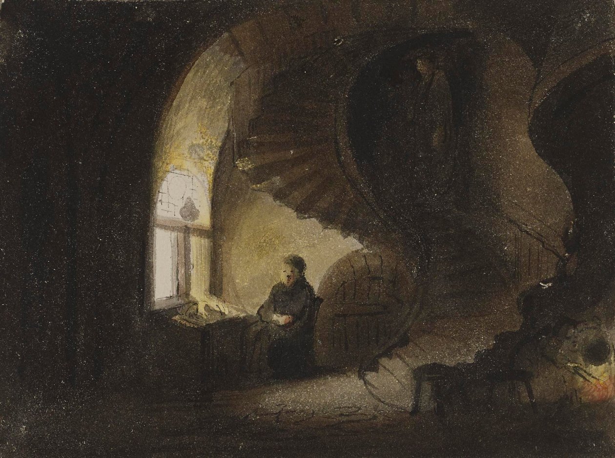 Zittende man bij een raam door Alfred Jacob Miller
