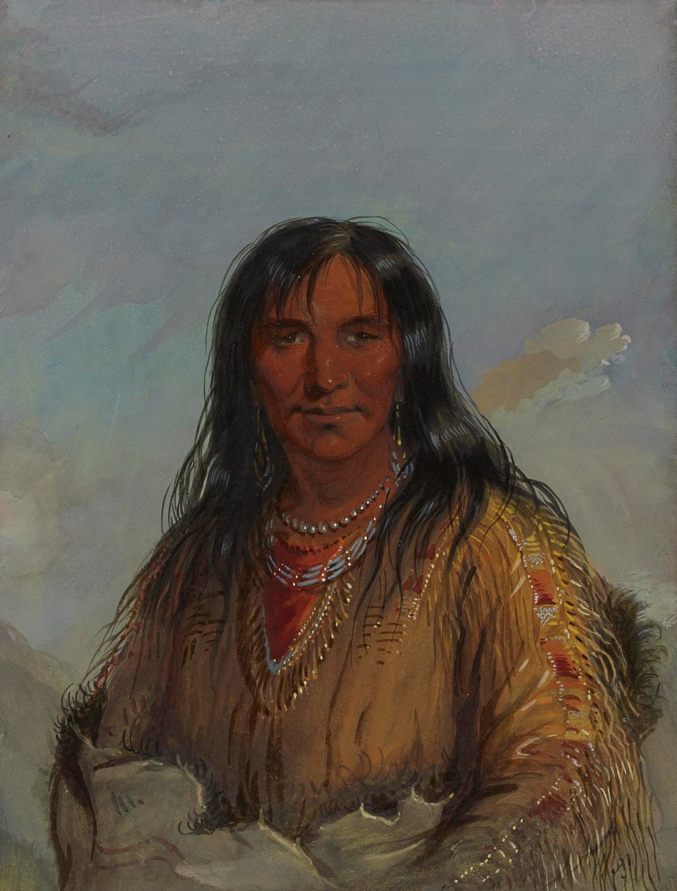 Pa-da-he: Wa-con-da - Elandhoorn - een Crow-indiaan door Alfred Jacob Miller