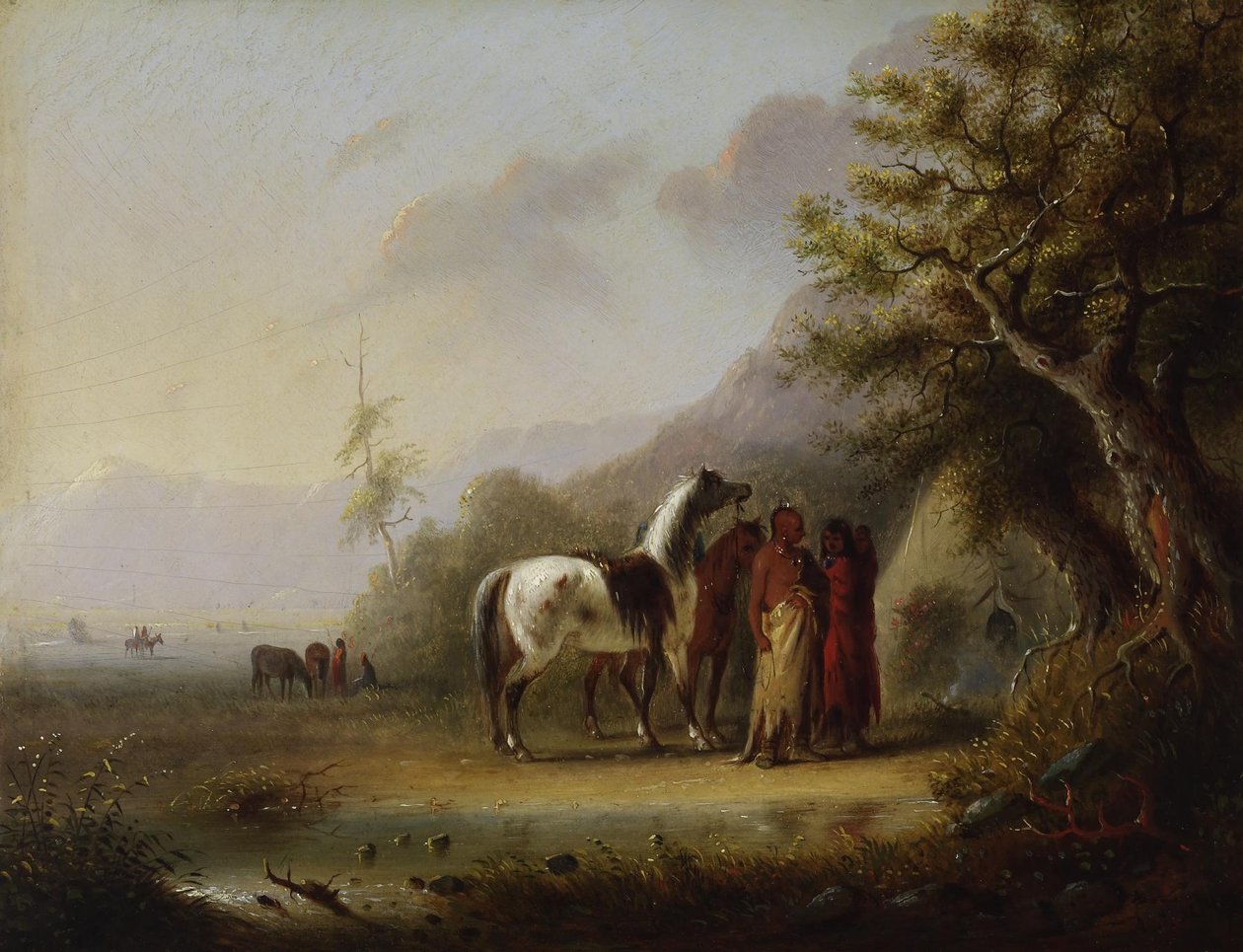 Sioux-indianen in de bergen door Alfred Jacob Miller