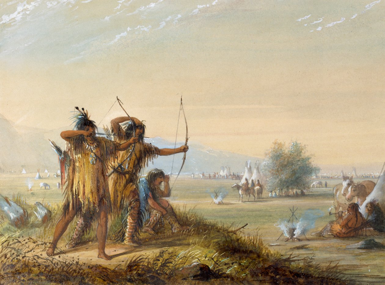 Snake-indianen - Bogen testen door Alfred Jacob Miller