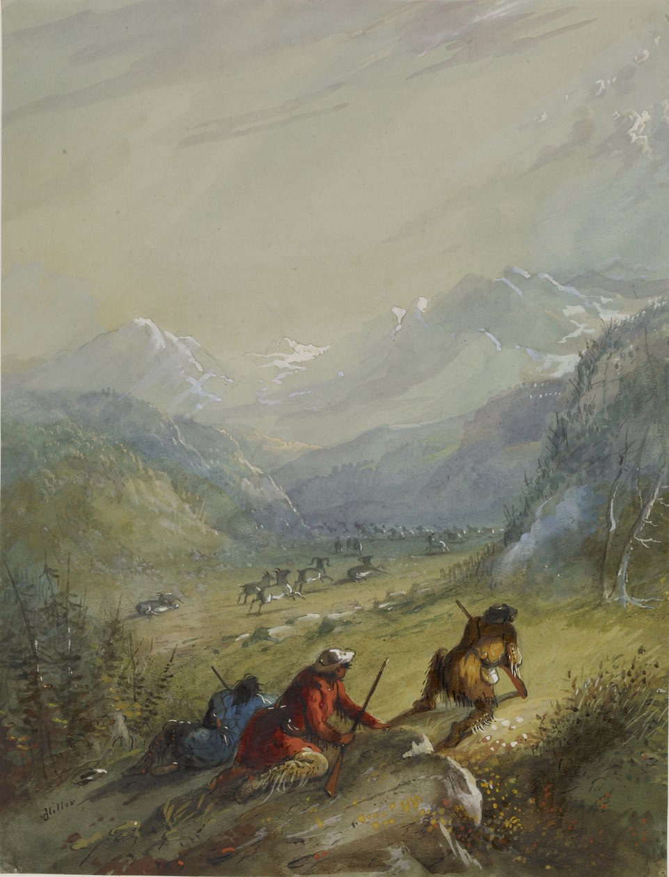 De argali - bergschaap door Alfred Jacob Miller
