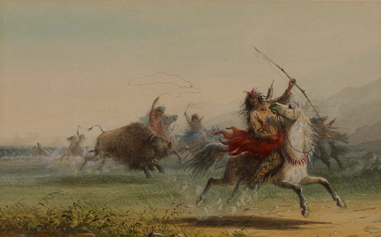 Het branievertoon door Alfred Jacob Miller