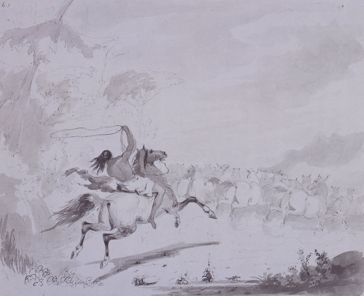 Het Werpen van de Lasso, c.1837 door Alfred Jacob Miller
