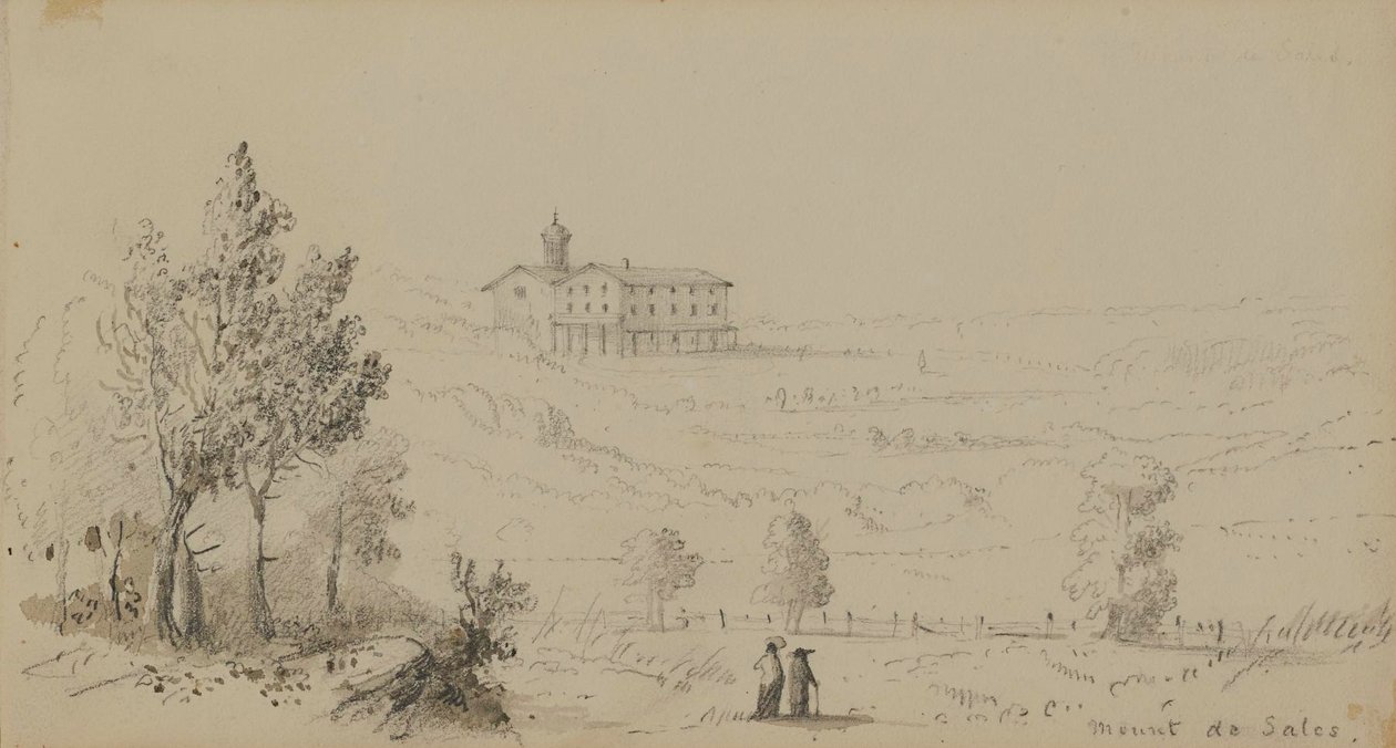 Gezicht op Mount de Sales door Alfred Jacob Miller