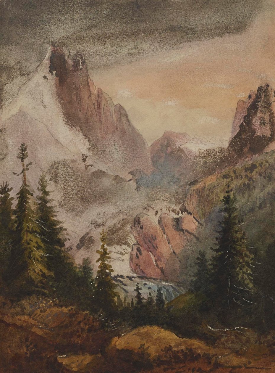 Uitzicht op de bergen door Alfred Jacob Miller