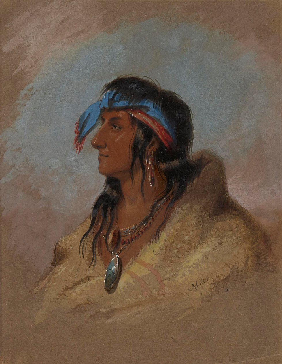 White Plume door Alfred Jacob Miller