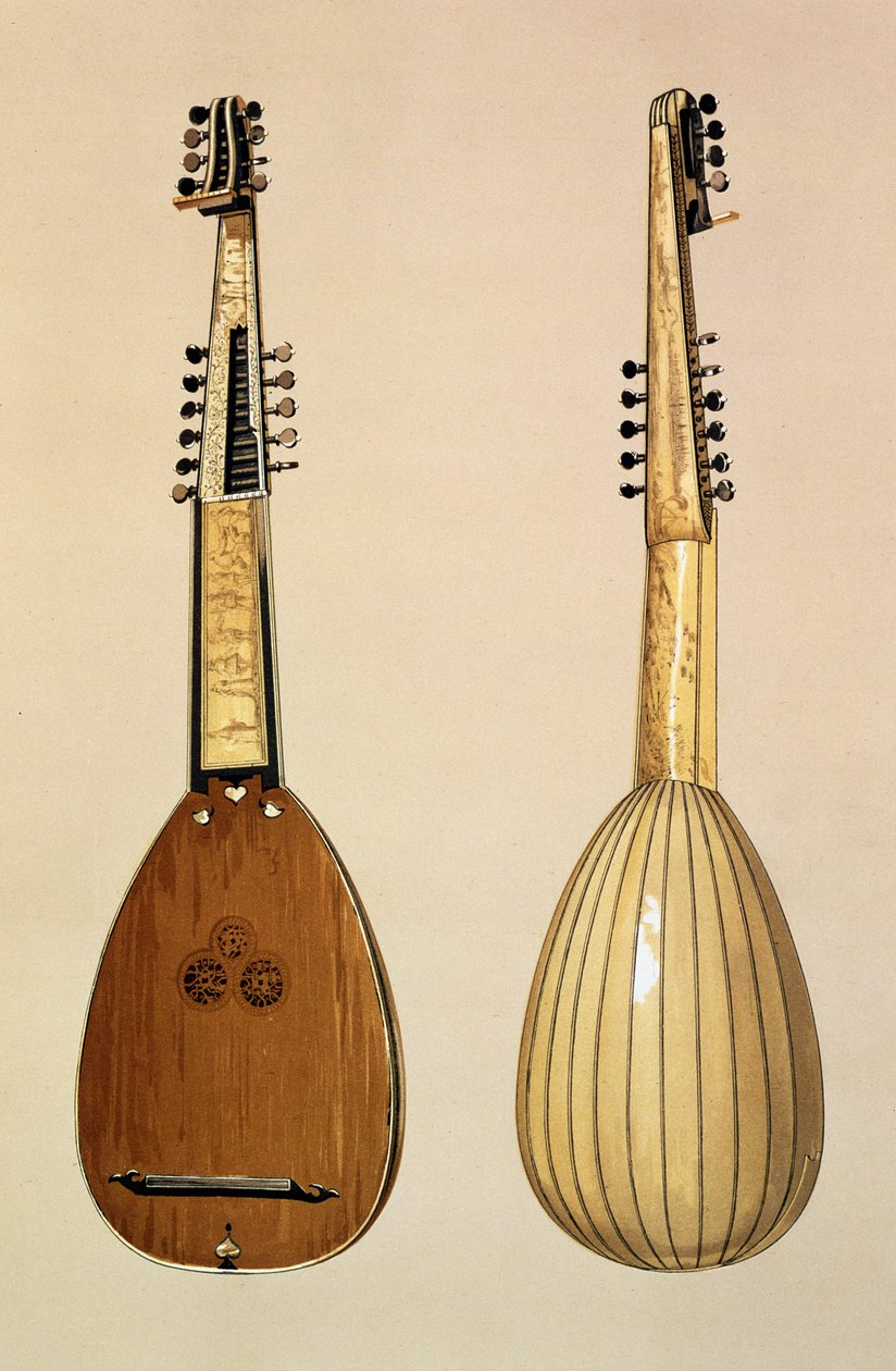 Theorbo, gemaakt door Giovanni Krebar, Padua, 1629, uit 