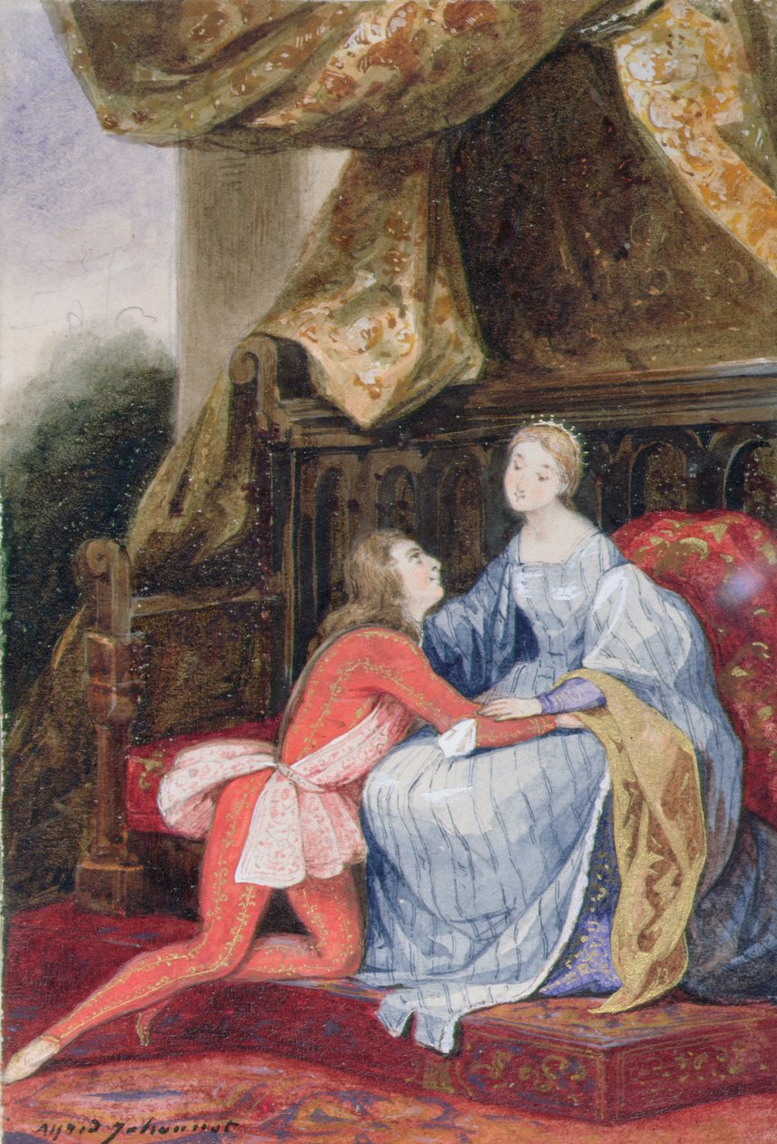 Hoflijke liefde, ca.1830 door Alfred Johannot