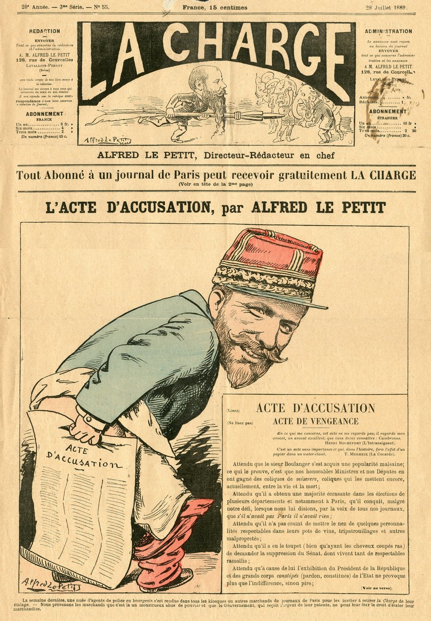 Omslag van La Charge (1888), Satiriek in Kleuren door Alfred Le Petit