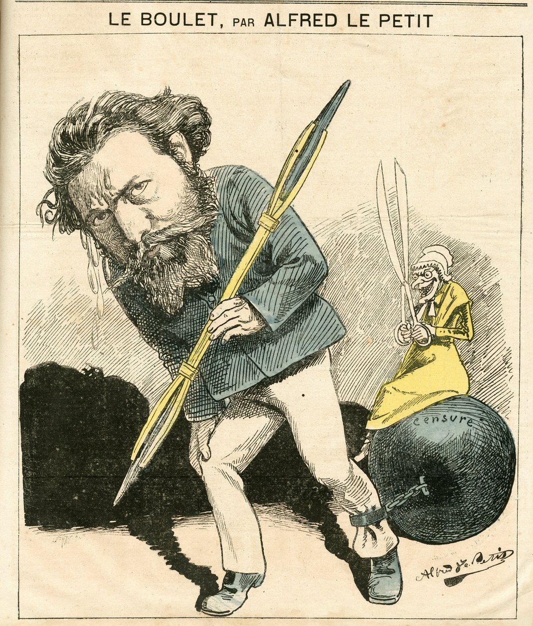 Omslag van Le Grelot, nummer 119, satirisch in kleuren door Alfred Le Petit