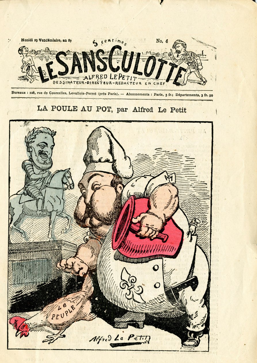 Omslag van Le Sans-Panlotte, nummer 4, Satirisch in kleuren door Alfred Le Petit