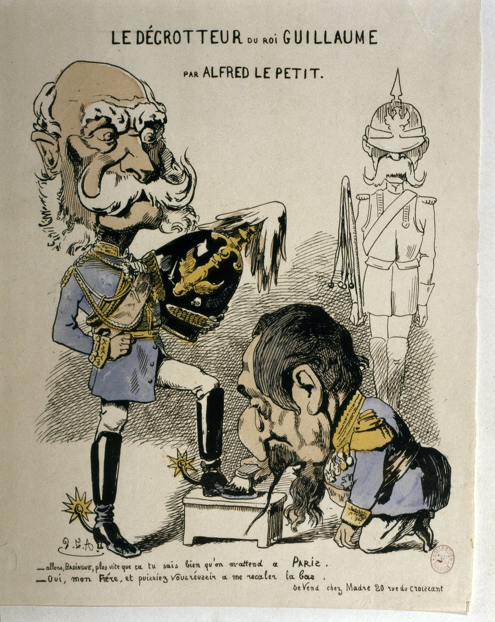FRANS-DUITSE OORLOG: Karikatuur van Wilhelm I van Pruisen en Napoleon III van Frankrijk door Alfred Le Petit
