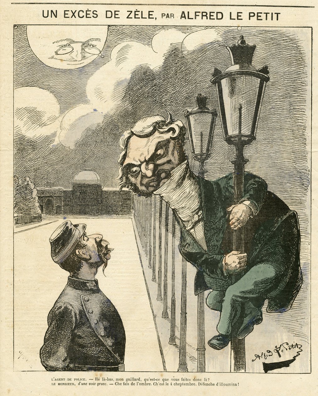 Illustratie van Alfred Le Petity (1841-1909) voor de Omslag van Le Grelot door Alfred Le Petit