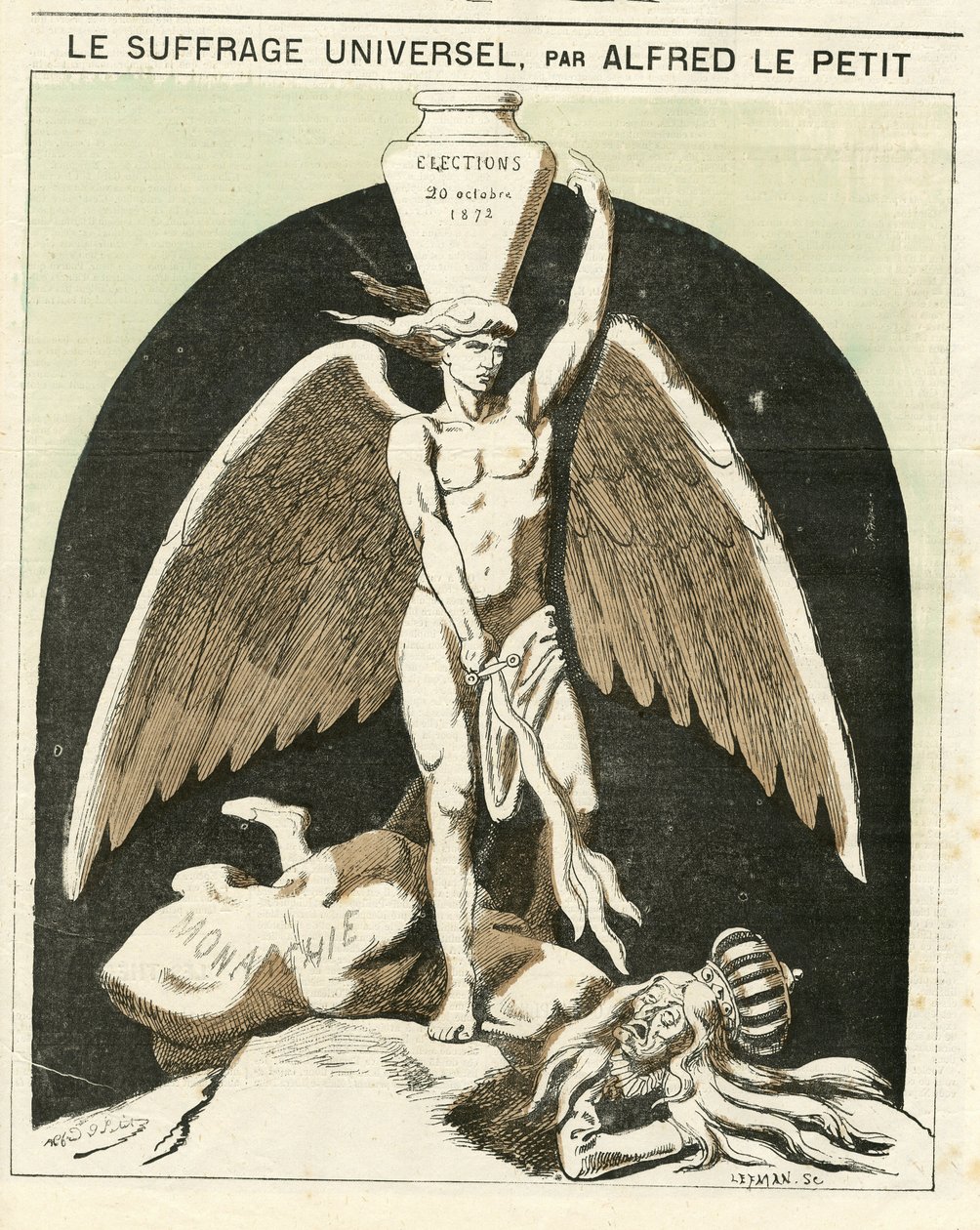 Illustratie van Alfred Le Petity (1841-1909) voor de omslag van Le Grelot door Alfred Le Petit