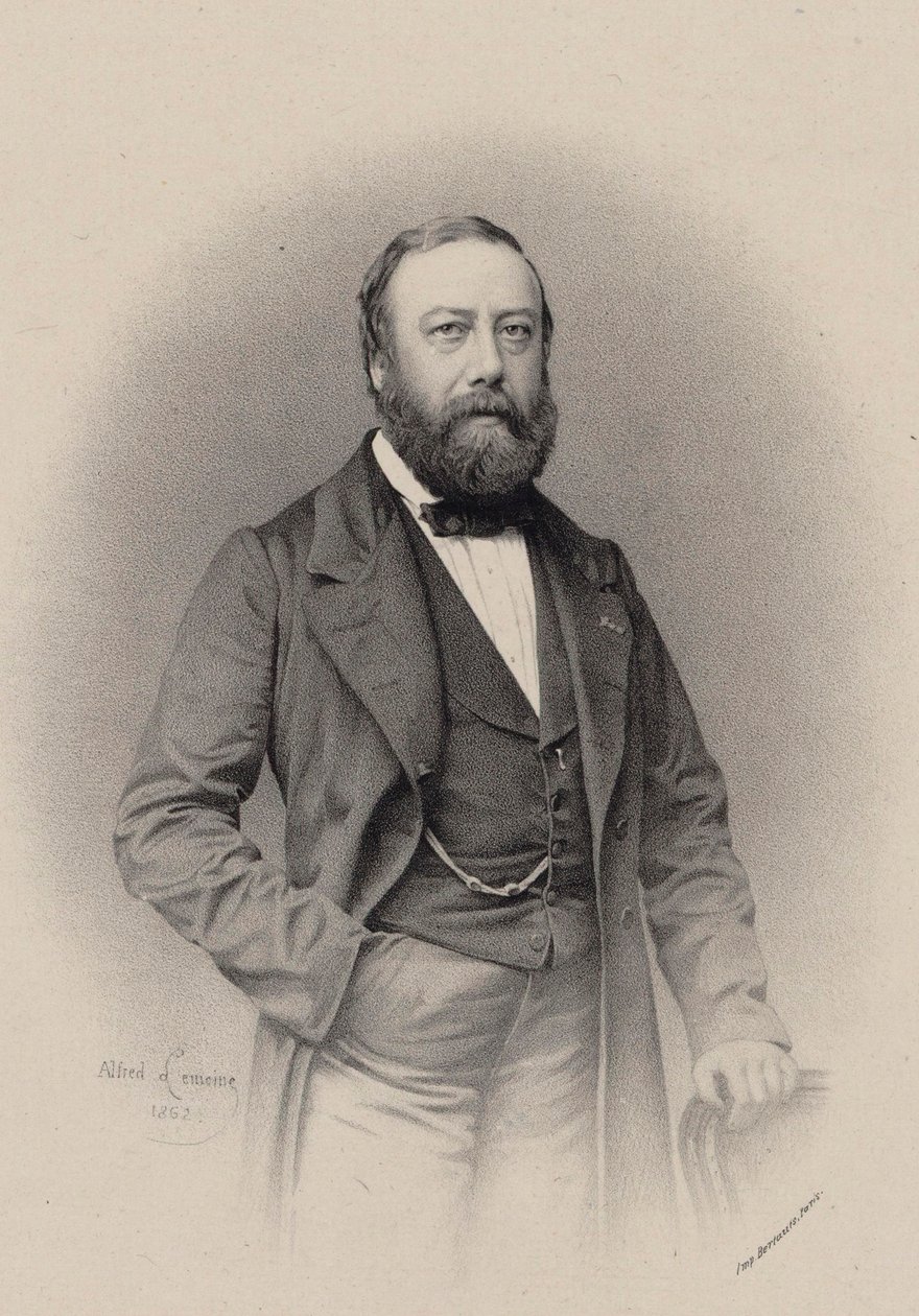 Portret van de componist en chansonnier Gustave Nadaud 1820-1893, 1862 door Alfred Lemoine