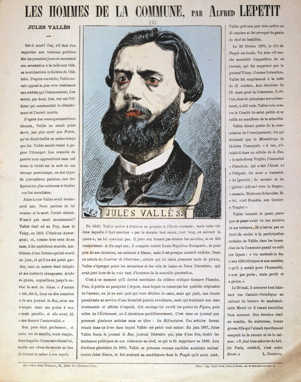 Jules Vallès, Franse journalist, auteur en lid van de Parijse Commune, 1871 door Alfred Lepetit