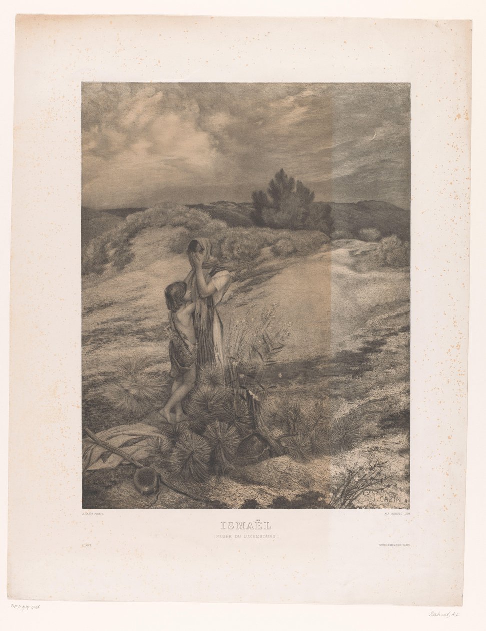 Hagar en Ismaël in de woestijn door Alfred Louis Bahuet