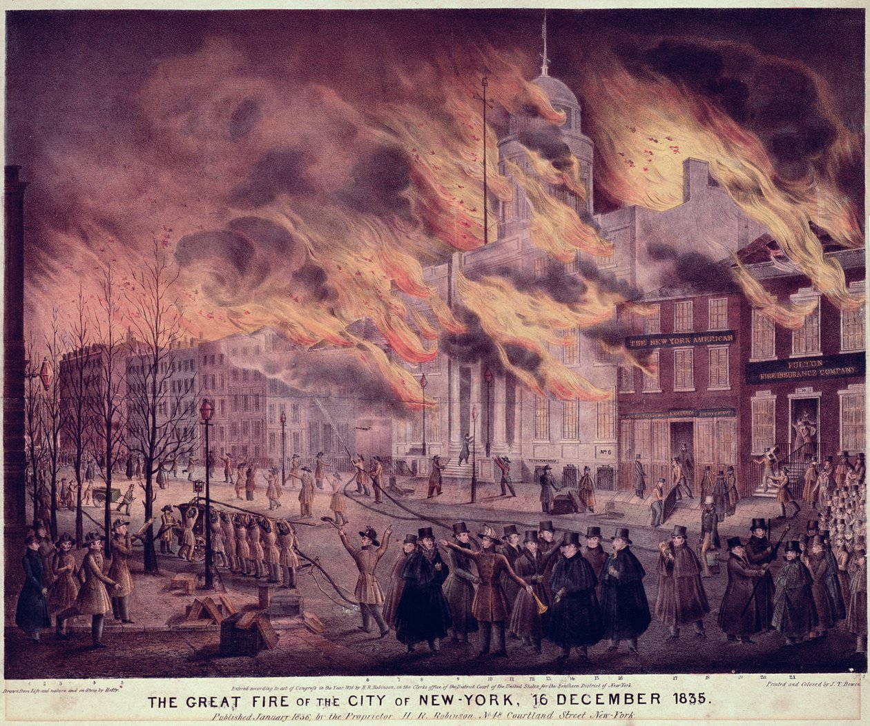 De Grote Brand van New York, 1835 door Alfred M. Hoffy