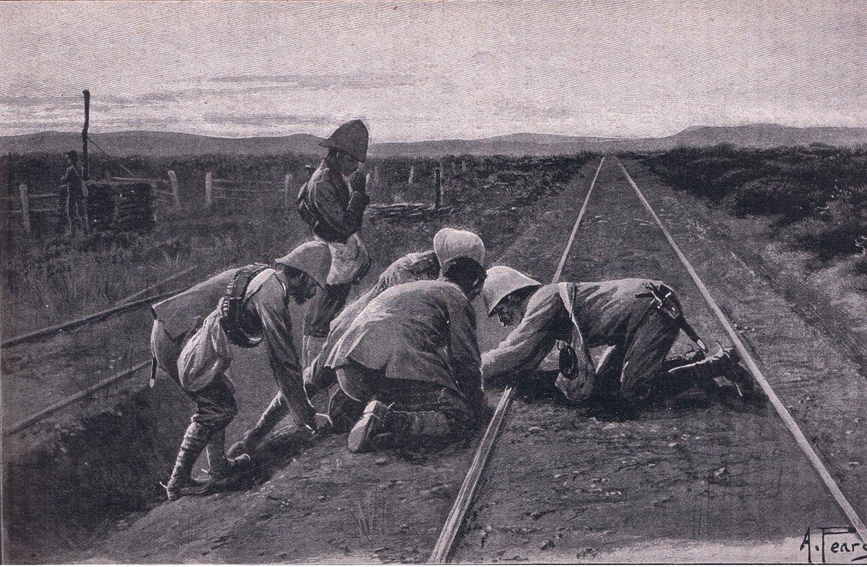 Onze troepen blazen een militaire spoorweg op ten noorden van Bloemfontein door Alfred Pearse