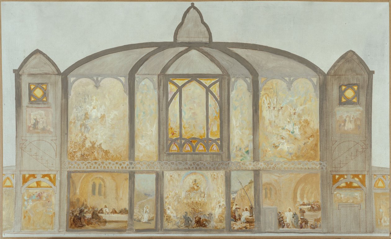 Schets voor de kerk van Saint-Jean de Montmartre, circa 1900 door Alfred Plauzeau