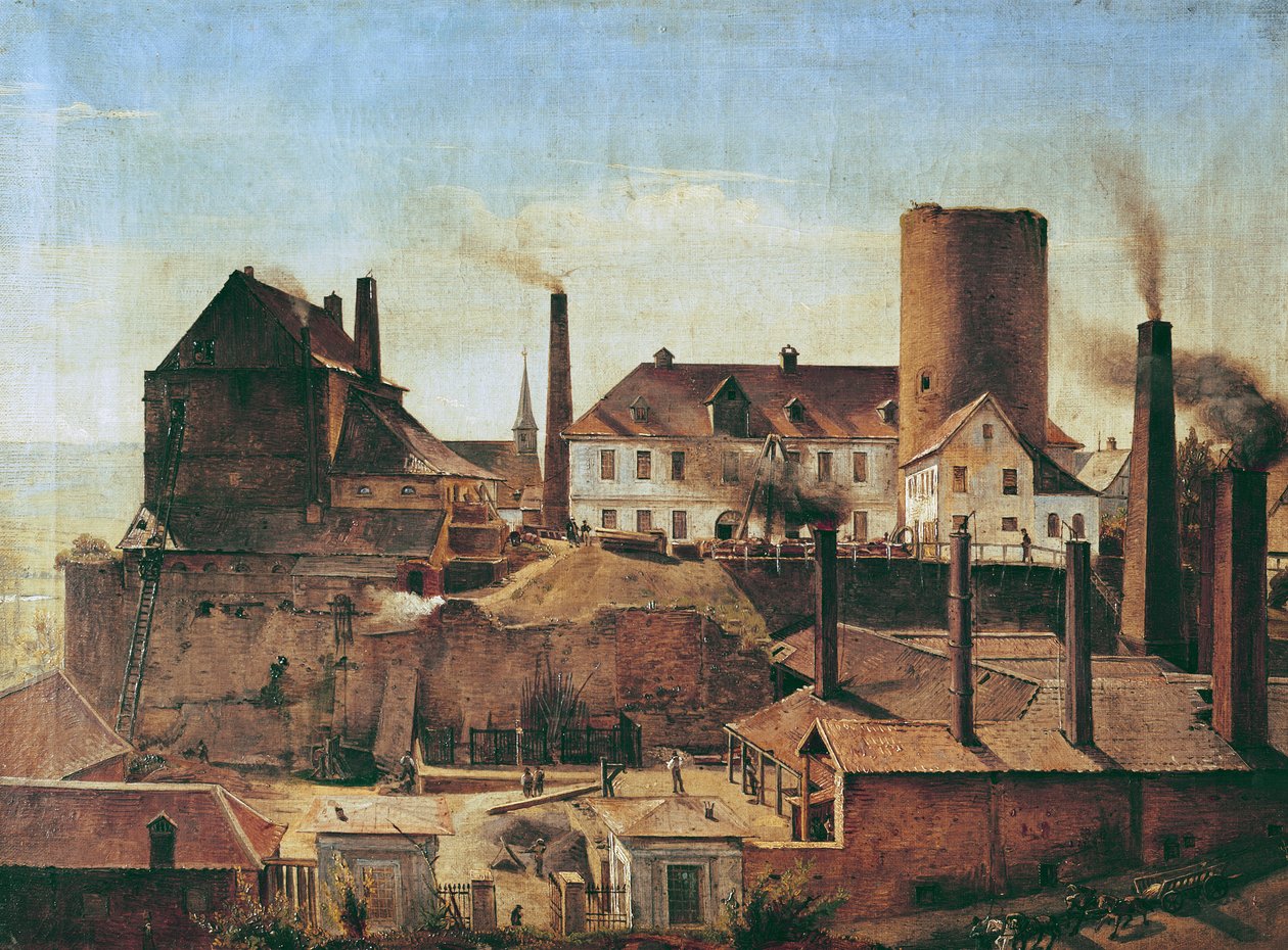 De Harkort-fabriek in Burg Wetter, ca. 1834 door Alfred Rethel