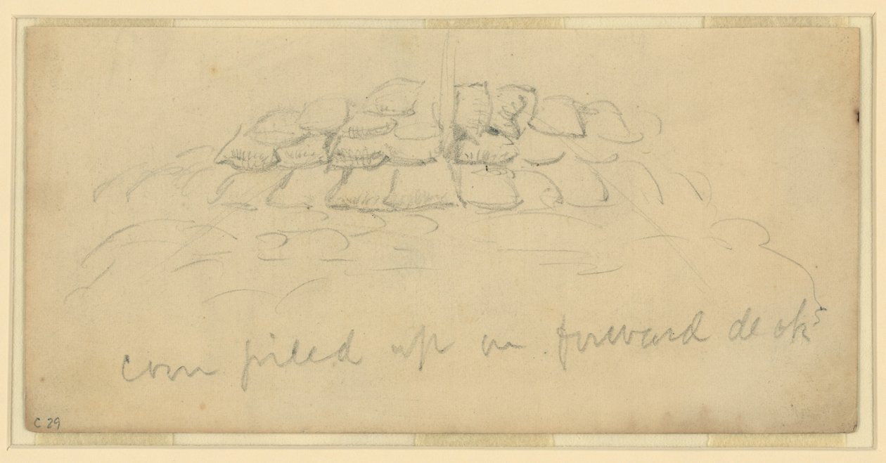 Maïs opgestapeld op het voordek door Alfred Rudolph Waud