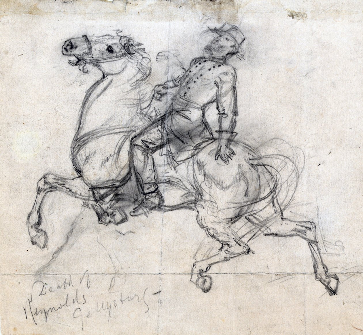 Dood van Reynolds bij Gettysburg 1863 (tekening) door Alfred Rudolph Waud