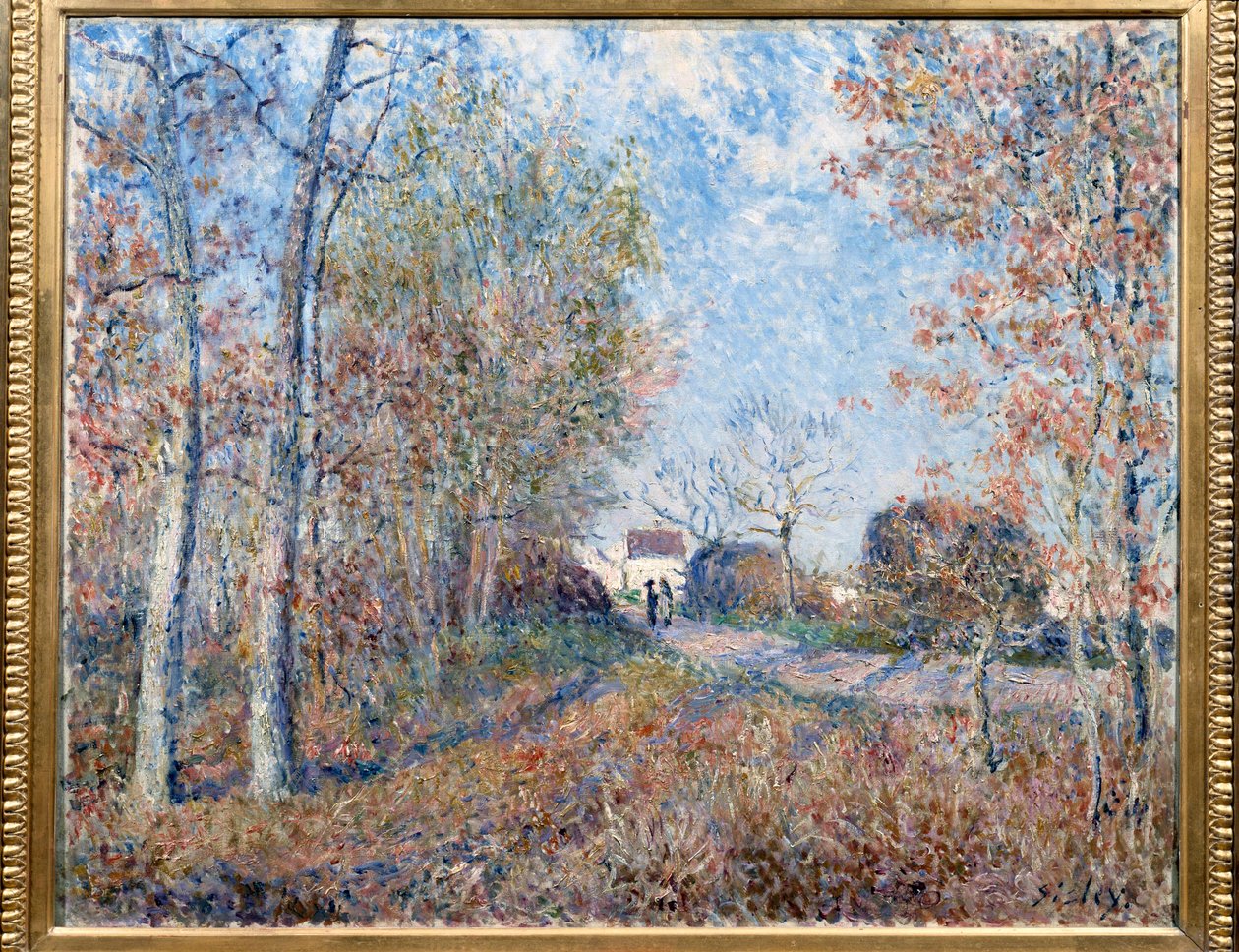 Een hoek van het bos met Sablons of de weg naar de rand van het bos (bosrand van Fontainebleau, nabij Moret-sur-Loing) door Alfred Sisley