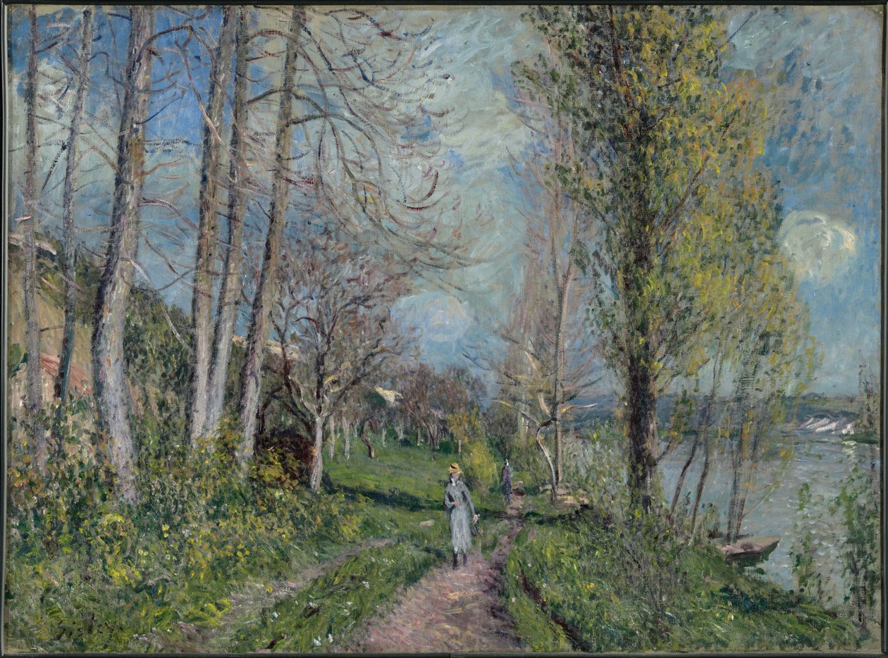 Oevers van de Seine bij By door Alfred Sisley
