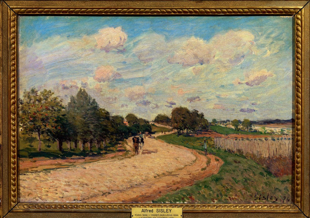 De weg naar Mantes door Alfred Sisley