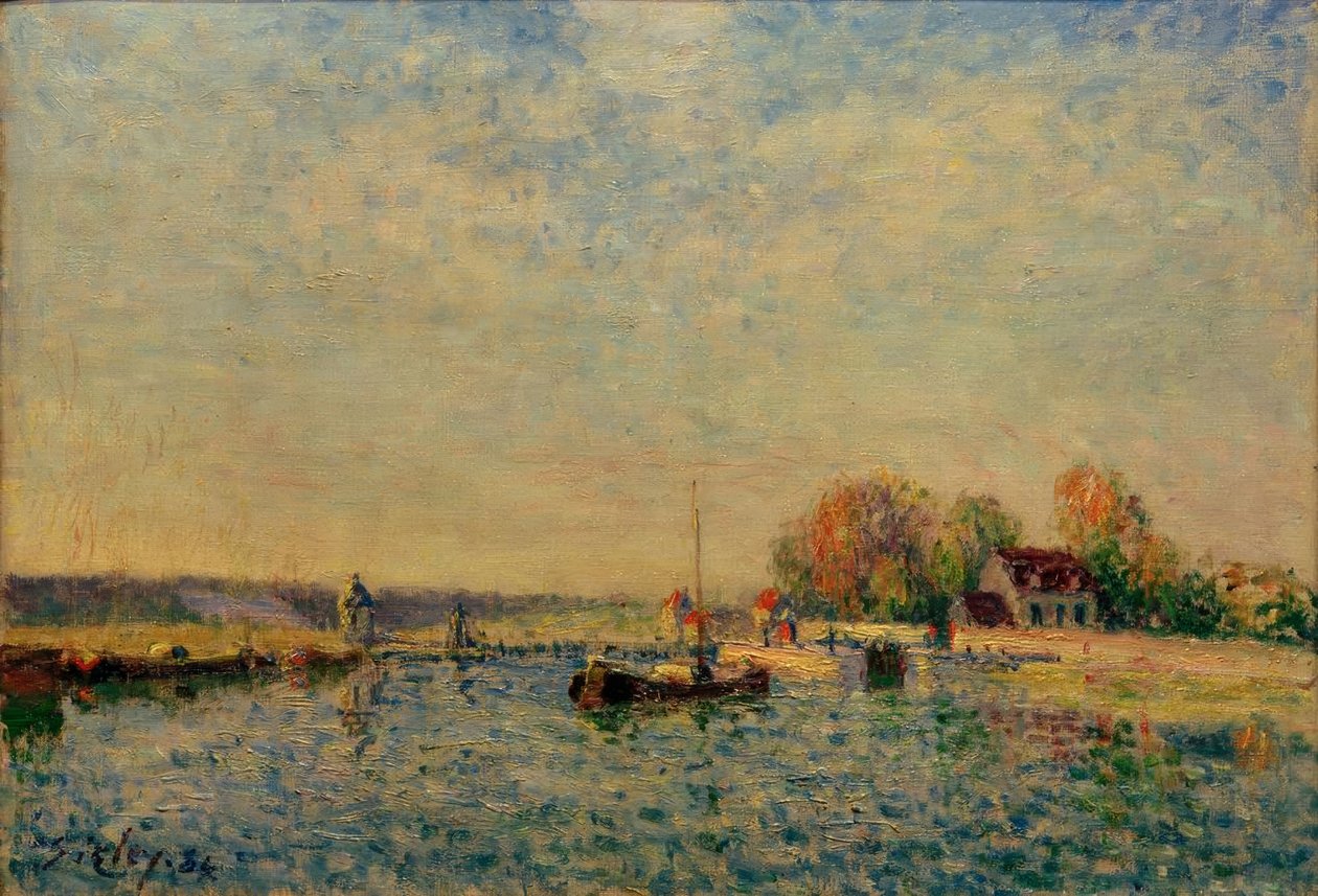 Het kanaal van Loing door Alfred Sisley