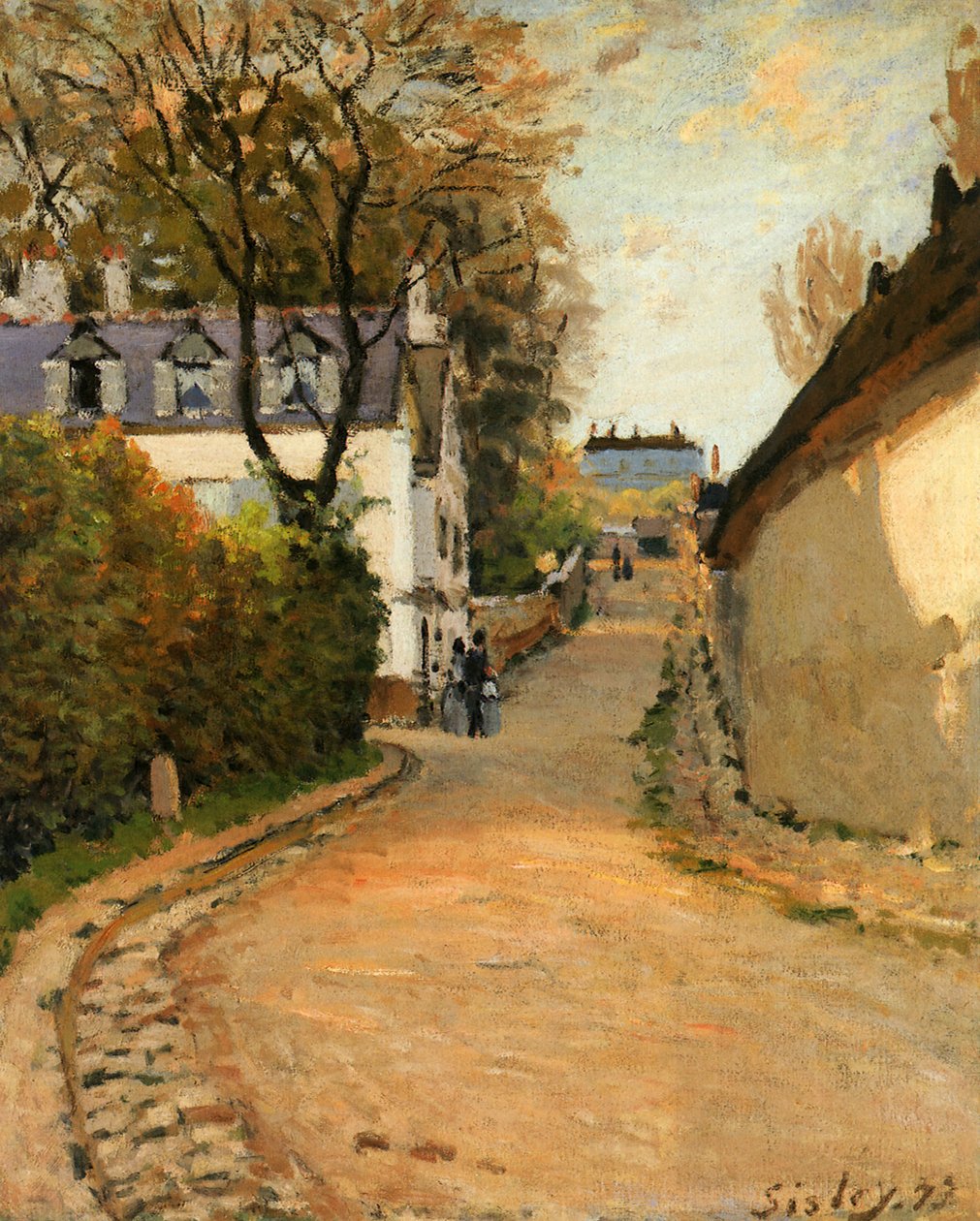 Rue de la Princesse, Louveciennes, kijkend naar het Noorden, c.1873 door Alfred Sisley
