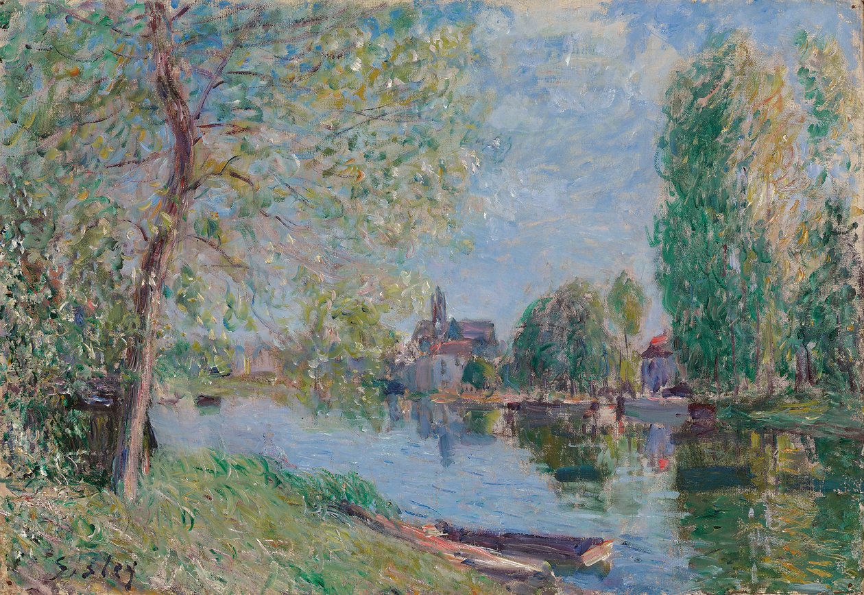 Lente in Moret-sur-Loing door Alfred Sisley
