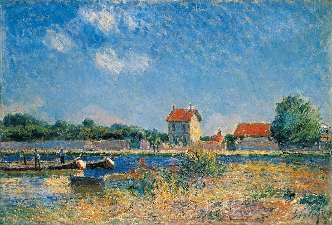 De Oevers van het Canal du Loing bij Saint-Mammes door Alfred Sisley