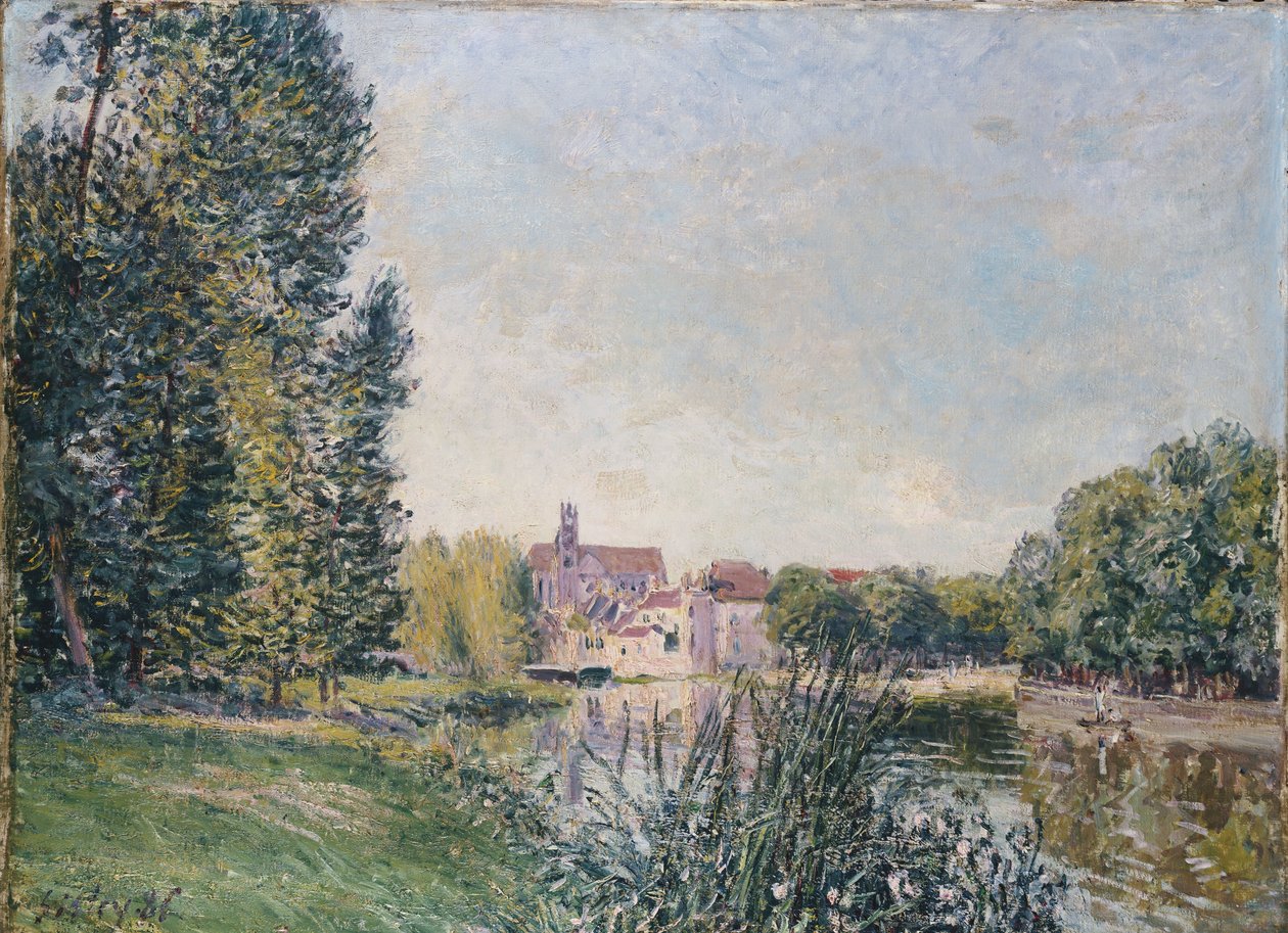 De Loing en de kerk bij Moret door Alfred Sisley
