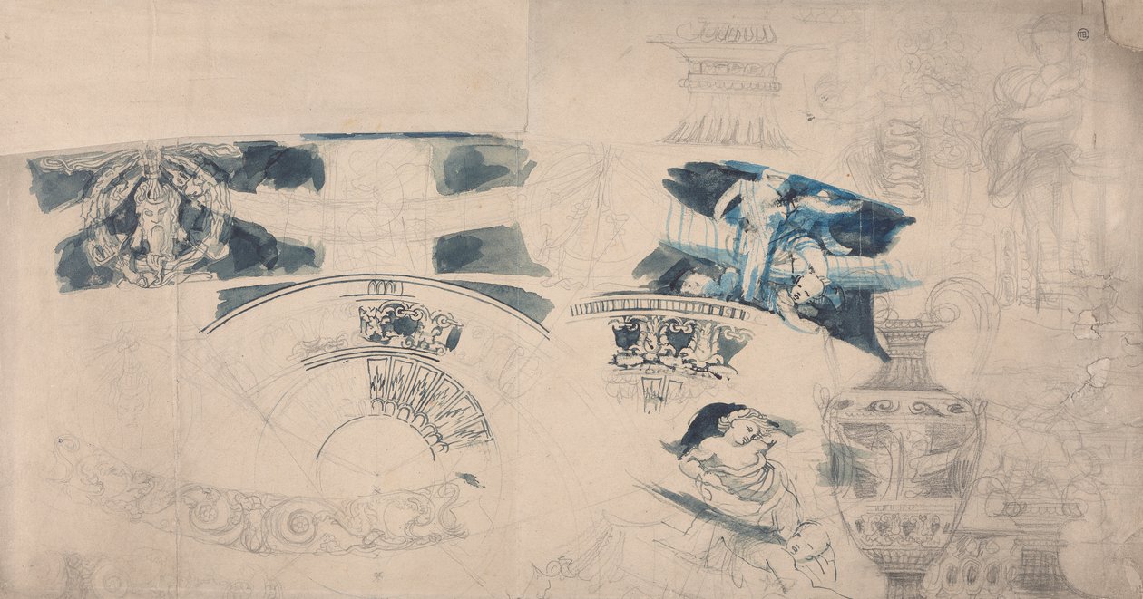 Ontwerpen voor een Plafond en Interieurs door Alfred Emile Stevens
