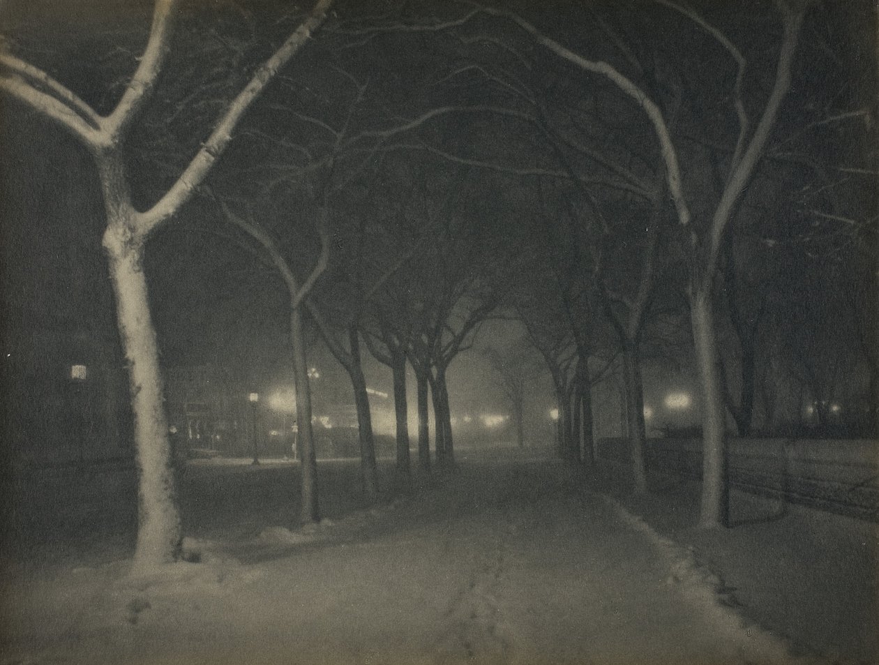 Een ijzige nacht, New York door Alfred Stieglitz