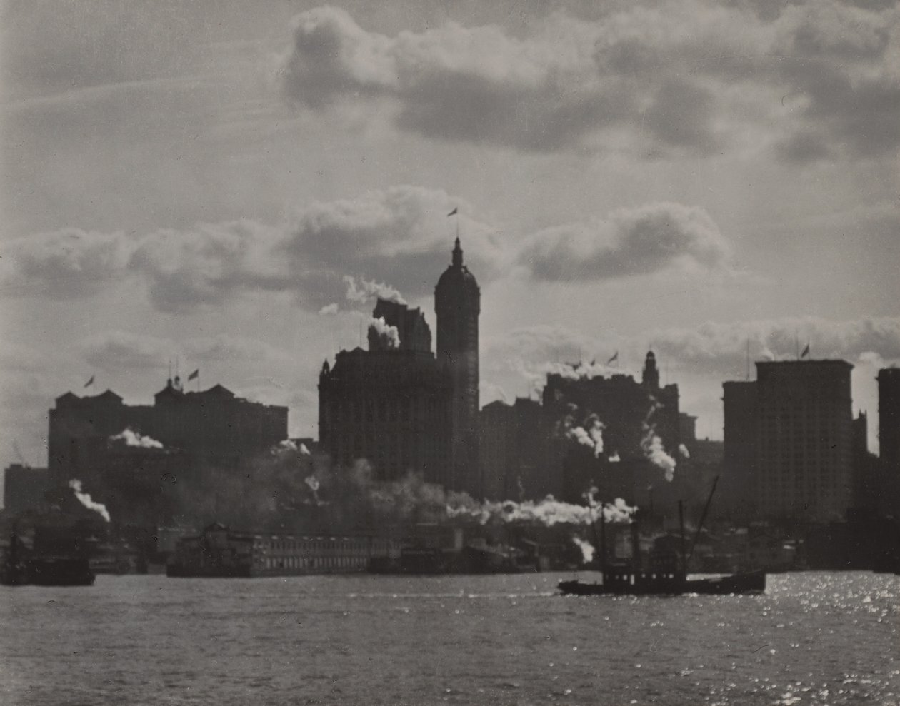 Het Singer-gebouw gezien vanaf de Hudson River door Alfred Stieglitz