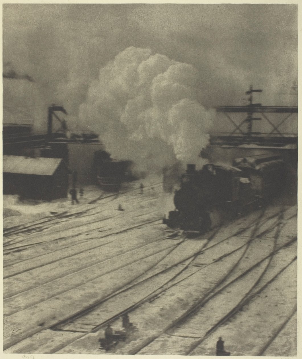 Het spoorwegemplacement, winter door Alfred Stieglitz