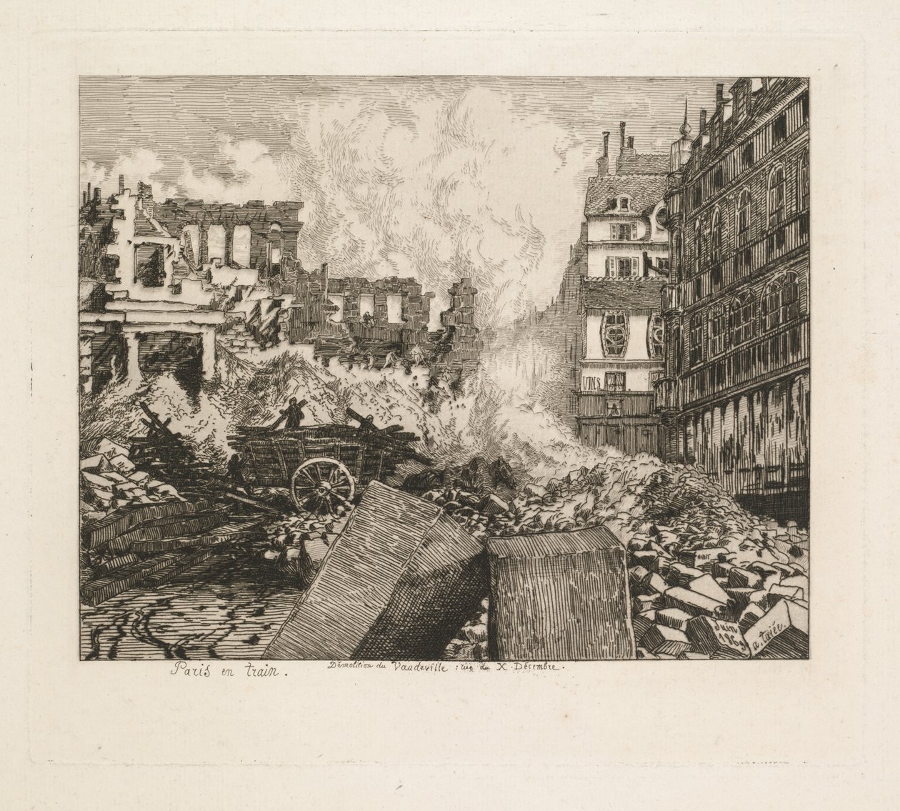 Parijs per Trein. Sloop van het Vaudeville Theater: rue du Dix-Decembre door Alfred Taiée