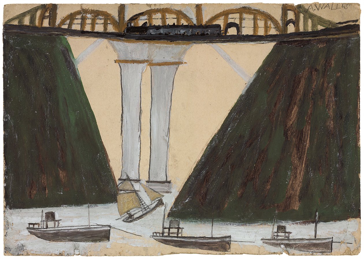 Saltash Brug, ca. 1930 door Alfred Wallis