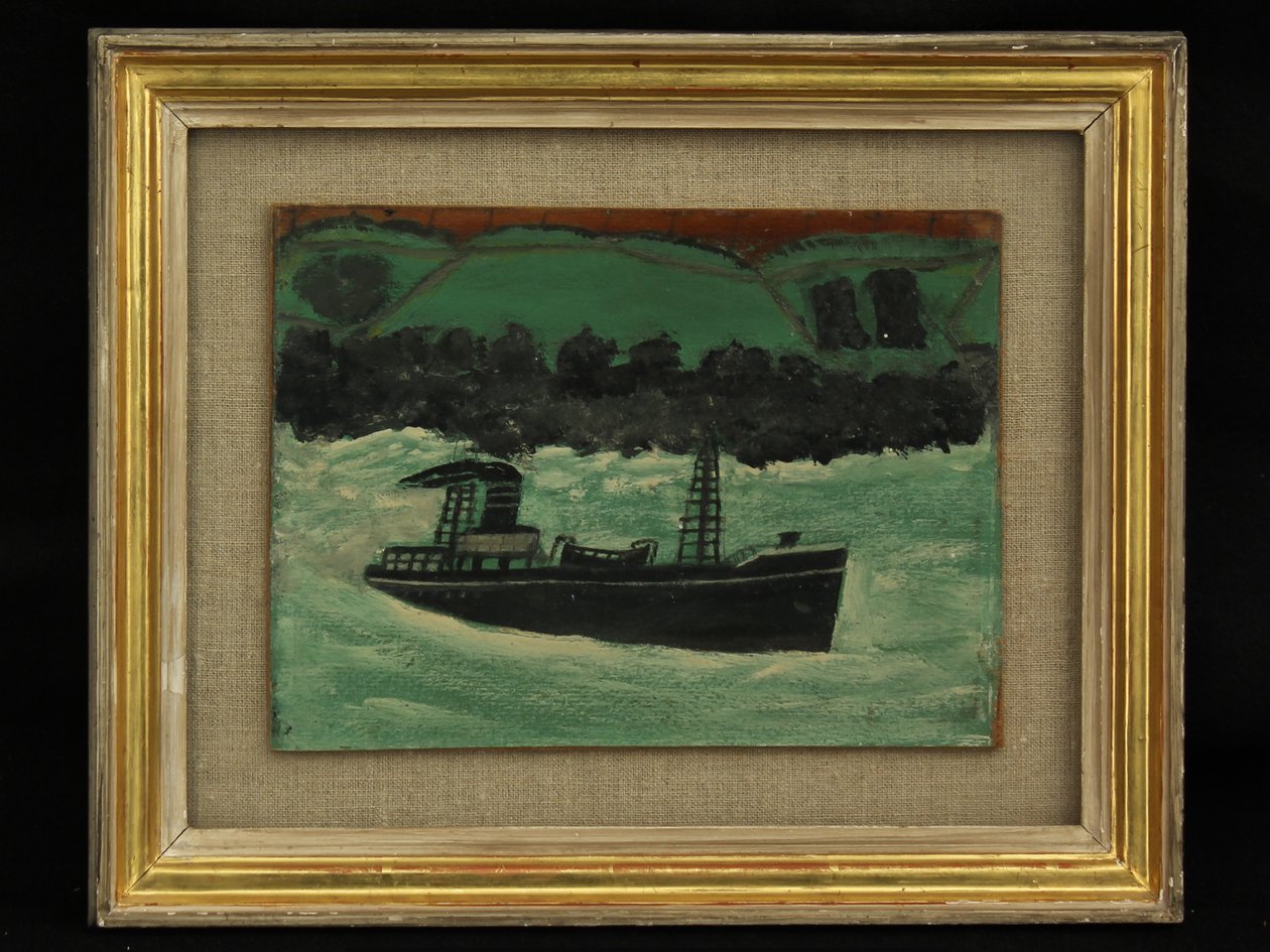 Trawler voor de Kust van Cornwall, c.1928 door Alfred Wallis