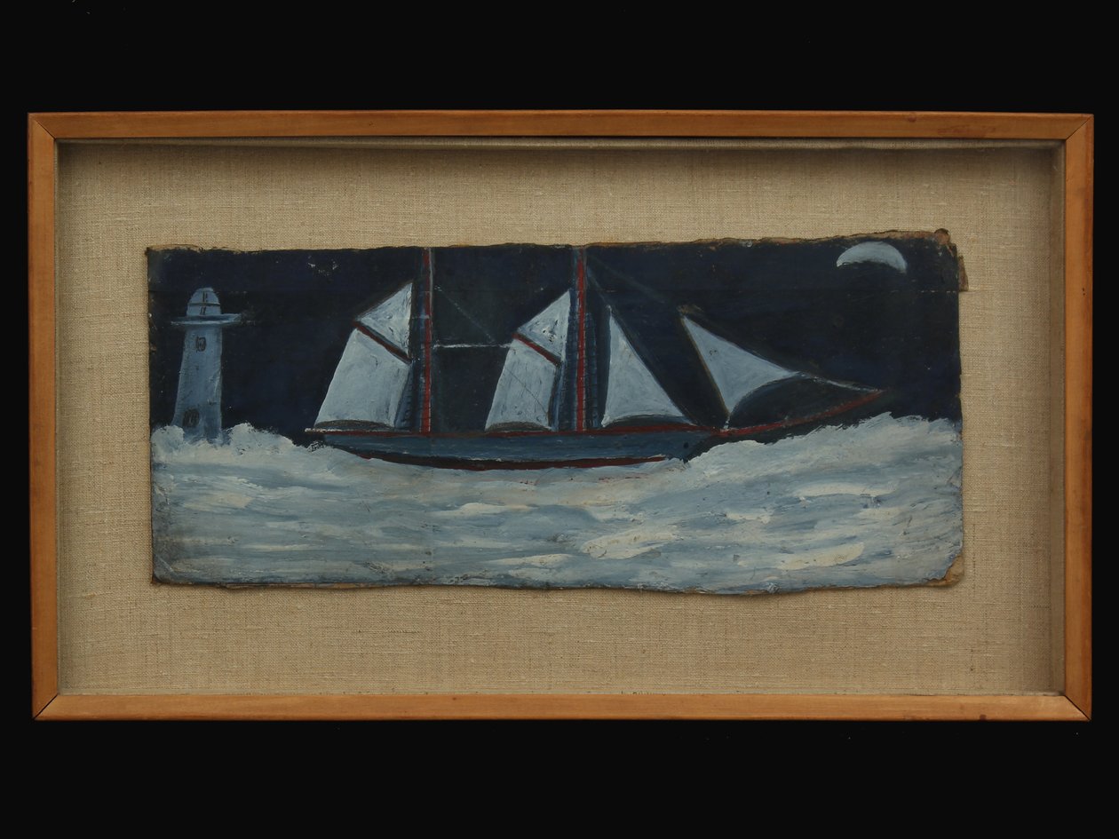 Trawler voor de kust van Cornwall, ca. 1930 door Alfred Wallis