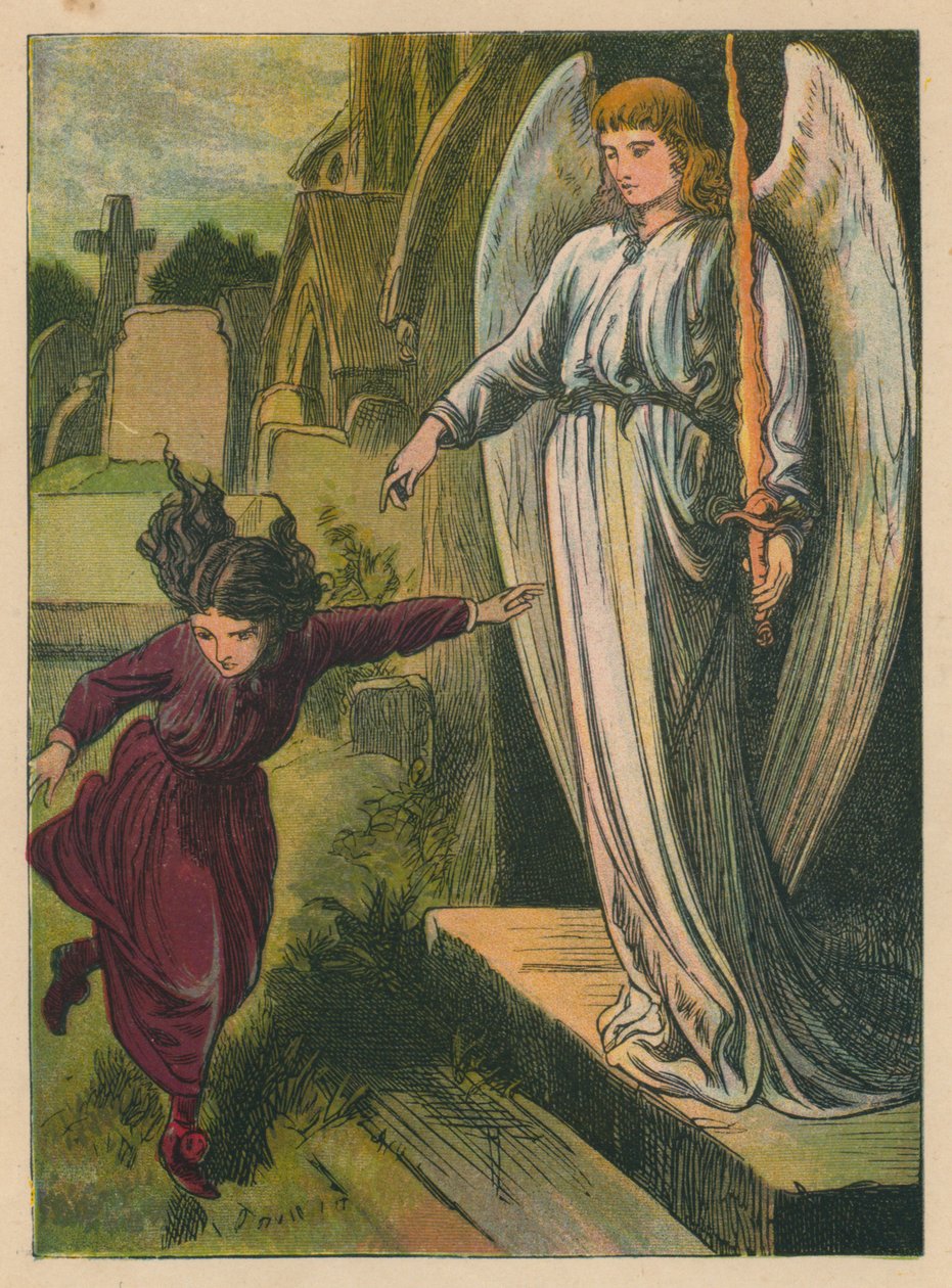 Hans Christian Andersen: De rode schoentjes (kleurenlitho) door Alfred Walter (after) Bayes