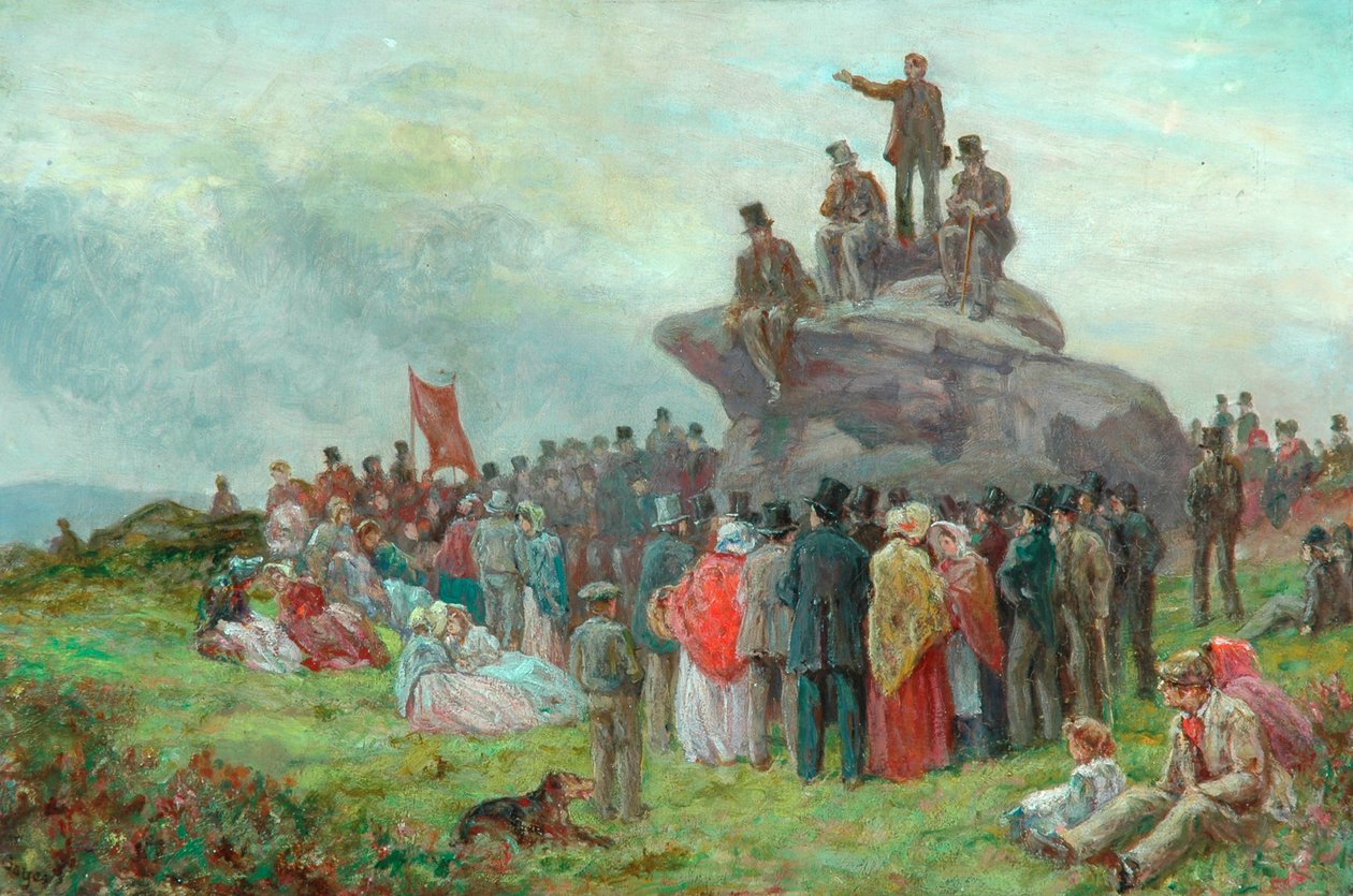 Een Chartist Meeting bij Basin Stones, Todmorden door Alfred Walter Bayes