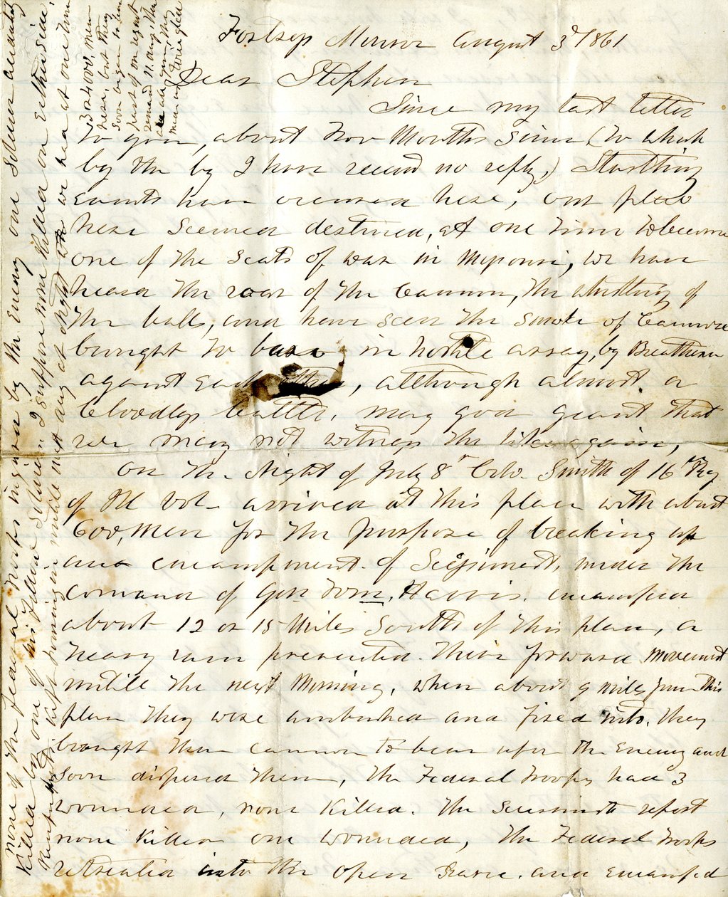 Brief [van Alfred Warner] aan Stephen, 3 augustus 1861 door Alfred Warner