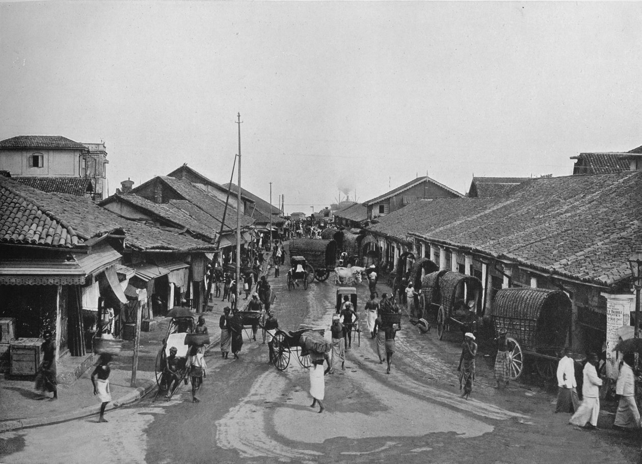 Typische Straatscène in Inheemse Wijken, Colombo door Alfred William Amandus Plate